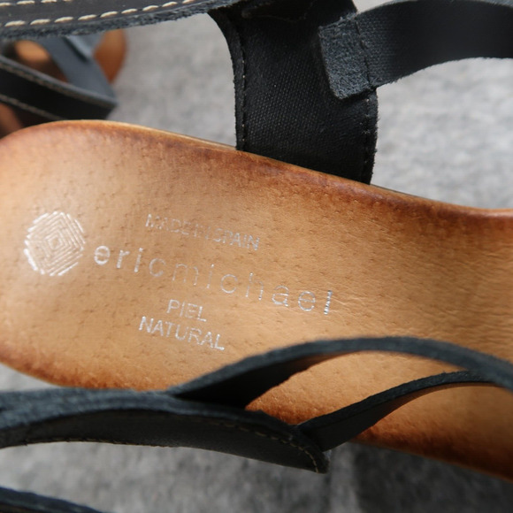 Eric Michael Shoes Women 41 Sandal Block Heel Platform Fashion Ankle Strap Black - Picture 14 of 16